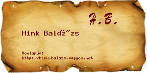 Hink Balázs névjegykártya